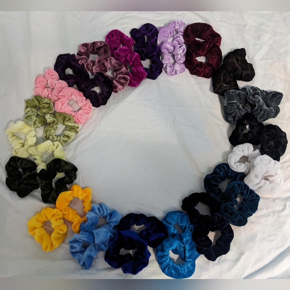 NWOT Set of 40 Velvet Matching Scrunchies Hair Tie
